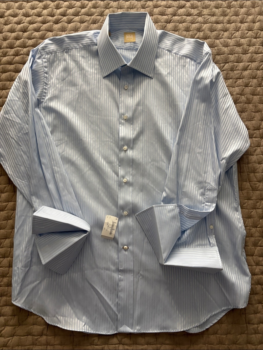 NEW Ike Behar French Cuff Light Blue Pinstripe Dress Shirt